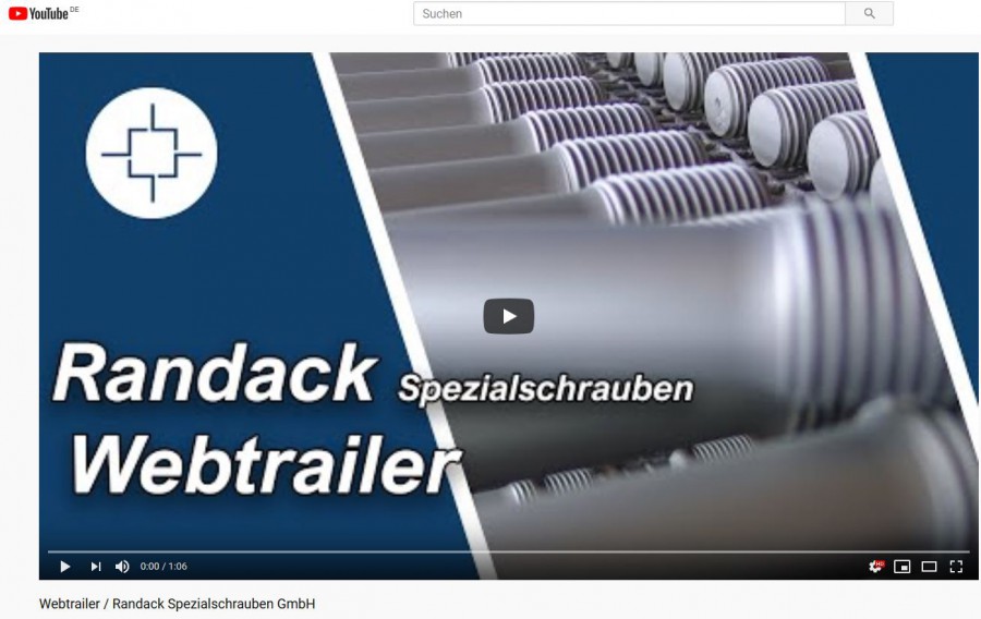 New webtrailerof the RS Randack Spezialschrauben on youtube