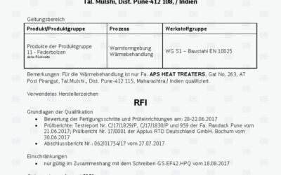 Randack Fasteners India hat erfolgreich die Herstellerbezogene Produktqualifikation (HPQ) der DB AG abgeschlossen