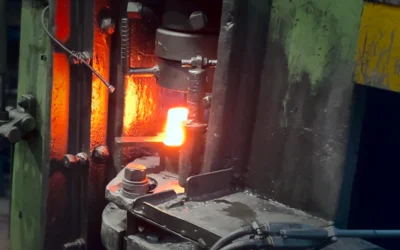 Red-hot glow in the die of the forging press Red-hot glow in the die of the forging press