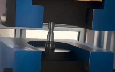 Tensile test, necking before fracture Tensile specimen in the testing machine, necking just before fracture